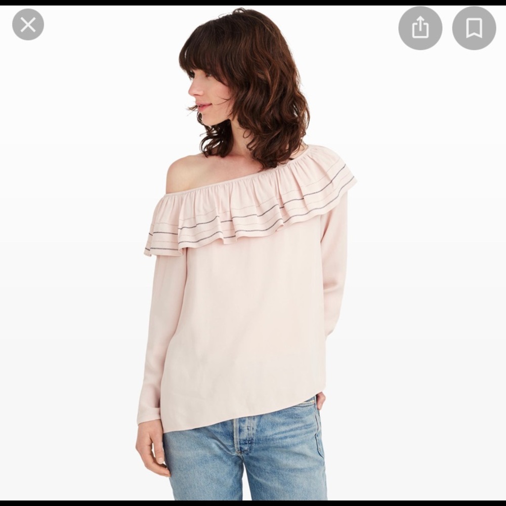Women's Off-Shoulder Ruffle Blouse - Cream - Picture 4 of 8